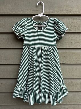 J&J green & white striped twirl dress